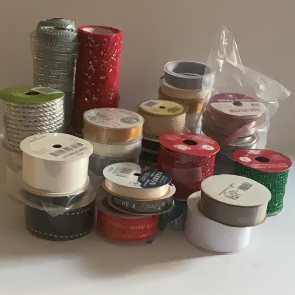 Lot of assorted ribbon. All sizes, unused.